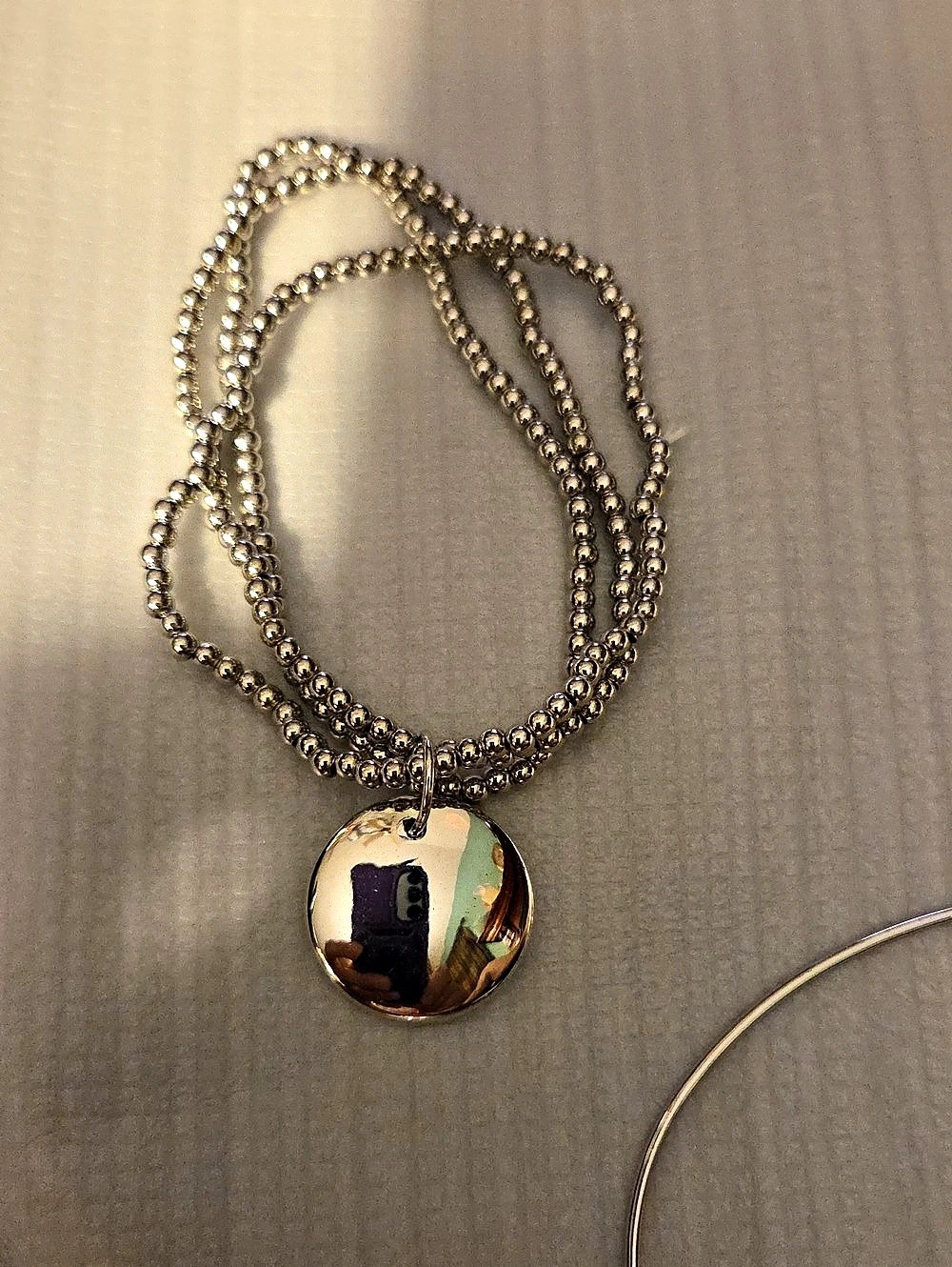 Layered Pendant Bracelet 5 piece Set - Silver